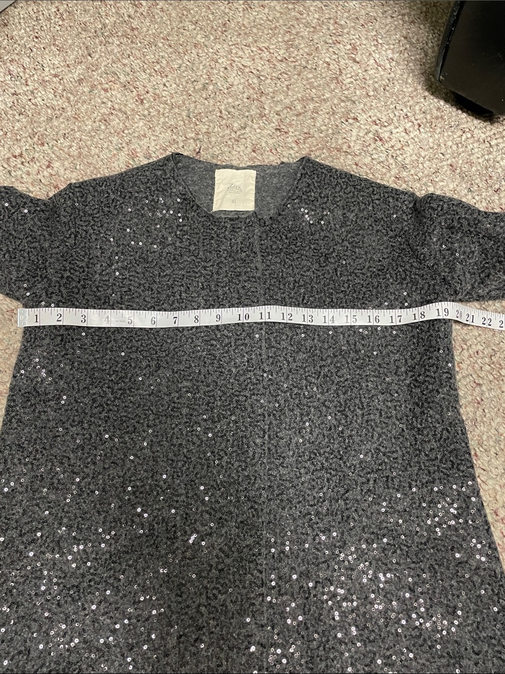 Zara wool Sequin Bouclé long button front Jacket - Picture 5 of 12